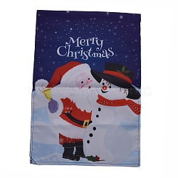 Garden Flag for Christmas, Double Sided Polyester House Flags, for Home Garden Yard Office Decorations, Father Christmas with Snowman, Colorful, 460x320x0.4mm, Hole: 18mm(AJEW-H108-B11)