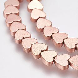 Grade AA Non-Magnetic Synthetic Hematite Bead Strands, Heart, Rose Gold Plated, 5.5x6x2mm, Hole: 1mm, about 77pcs/strand, 15.7 inch(40cm)(G-G652-21RG)