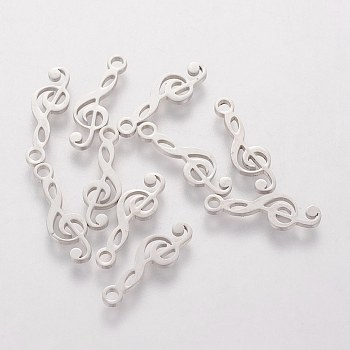 304 Stainless Steel Pendants, Treble Clef, Stainless Steel Color, 16.3x5.3x1mm, Hole: 1.5mm