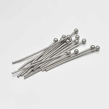 Brass Ball Head Pins, Platinum, 25mm, Pin: 0.46mm, 24 Gauge