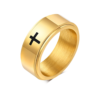 Stainless Steel Rotating Plain Band Ring, Fidget Spinner Ring for Calming Worry Meditation, Golden, US Size 10(19.8mm)