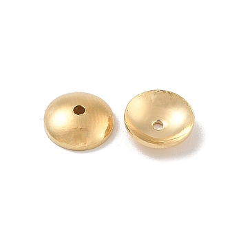 Brass Bead Caps, Flat Round, Real 16K Gold Plated, 6x2mm, Hole: 1mm