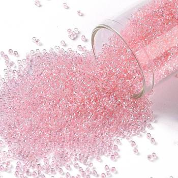TOHO Round Seed Beads, Japanese Seed Beads, (171) Dyed AB Ballerina Pink, 15/0, 1.5mm, Hole: 0.7mm, about 3000pcs/10g