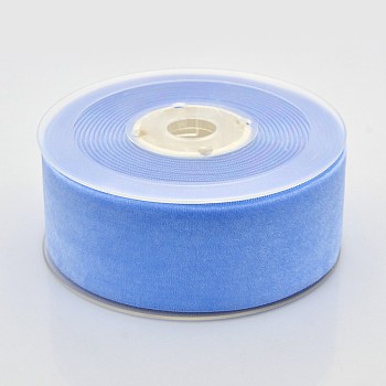 Polyester Velvet Ribbon for Gift Packing and Festival Decoration, Cornflower Blue, 1-1/2 inch(38mm), about 20yards/roll(18.29m/roll)