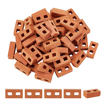 GOMAKERER Mini Ceramic Bricks, Dollhouse Furniture Accessories, Chocolate, 28x14x9mm, 60pcs/set