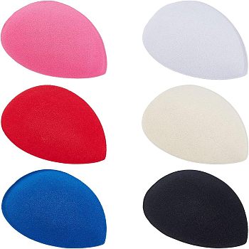 CHGCRAFT 6Pcs 6 Colors EVA Cloth Teardrop Fascinator Hat Base for Millinery, Mixed Color, 127x100x5mm, 1pc/color