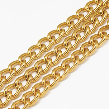 Unwelded Aluminum Curb Chains, Gold, 14x10x2.7mm