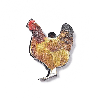 Cute Simulation Animal Opaque  Acrylic Pendants, Rooster, 29x21.5x3mm, Hole: 1.5mm, 10pcs/bag