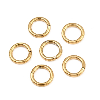 304 Stainless Steel Open Jump Rings, Ion Plating(IP), Golden, 6x1mm, Inner Diameter: 4.3mm, 18 Gauge