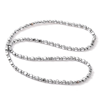 Round & Cube Synthetic Non-magnetic Hematite Beaded Necklaces, with Alloy Screw Clasps, Platinum Plated, 20.08 inch(51cm)