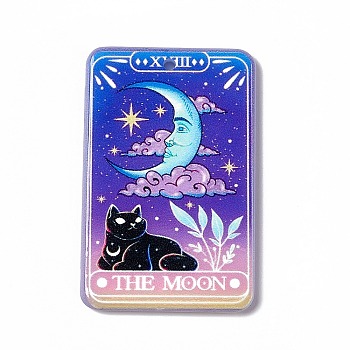 Printed Acrylic Pendants, Rectangle with Tarot Pattern Charm, Blue Violet, 43x27.5x2.4mm, Hole: 1.8mm