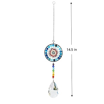 Big Pendant Decorations, Hanging Sun Catchers, Chakra Theme K9 Crystal Glass, Teardrop, Dodger Blue, 36.8cm