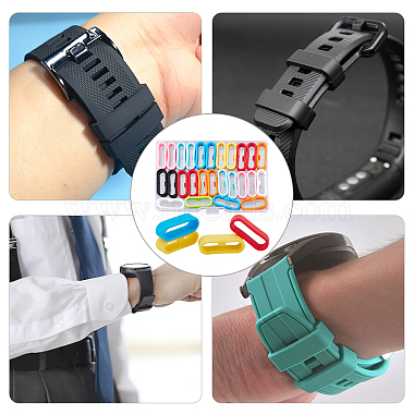 36Pcs 9 Colors Silicone Replacement Watch Band Strap Loops(SIL-GF0001-10)-7