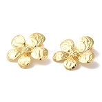 Rack Plating Brass Stud Earrings, Cadmium Free & Lead Free, Long-Lasting Plated, Flower, Real 18K Gold Plated, 35x37mm(EJEW-B062-16G)