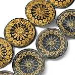 Embroidery Polyester Ribbons, Sparkle Jacquard Ribbon with Paillettes, Garment Accessories, Gold, Wheel Pattern, 2 inch(50mm), 5 yards/pc.(OCOR-WH0079-64)
