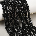 Natural Obsidian Beads Strands, Nuggets, Tumbled Stone, 6~12x5~7x3.5~4.5mm, Hole: 0.7~0.8mm, about 21~24pcs/strand, 7.87''~8.39''(20~21.3cm)(G-K395-B06-01)