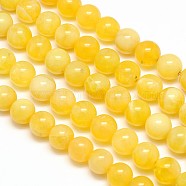 Natural Honey Calcite Round Bead Strands, 10mm, Hole: 1mm, about 40pcs/strand, 15.7 inch(X-G-N0081-10mm-13)