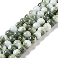 Baking Paint Glass Bead Strands, Round, Olive Drab, 10mm, Hole: 1.4mm, about 85~86pcs/strand, 31.10~31.50''(79~80cm)(GLAA-H031-01C-13)