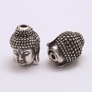 Brass Micro Pave Grade AAA Cubic Zirconia Beads, Long-Lasting Plated, Cadmium Free & Nickel Free & Lead Free, Buddha, 925 Thai Sterling Silver Plated, 13x10x10mm, Hole: 2mm(ZIRC-G093-38AS-NR)
