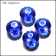 Imitation Austrian Crystal Beads, Grade AAA, Faceted, Rondelle, Blue, 10x7mm, Hole: 0.9~1mm(SWAR-F068-8x10mm-13)