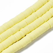Handmade Polymer Clay Beads Strands, for DIY Jewelry Crafts Supplies, Heishi Beads, Disc/Flat Round, Champagne Yellow, 8x0.5~1mm, Hole: 2mm, about 350~387pcs/strand, 15.75 inch~16.14 inch(40~41cm)(CLAY-R089-8mm-147)