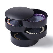 4-Layer Rotating Travel Jewelry Tray Case, Jewelry Organizer with Felt Cloth, for Bracelets Rings Bracelets, Black, 10.05x10.4cm, Inner Size: 96x79mm(OBOX-O005-01C)