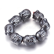 Non-magnetic Synthetic Hematite Bead Strands, Buddha, Original Color, 25x20x18~19mm, Hole: 2mm, about 8pcs/strand, 7.8 inch(20cm)(G-I208-07-A)