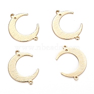 Brass Links Connectors, Long-Lasting Plated, Moon, Real 14K Gold Plated, 22x16.5x1mm, Hole: 1.2mm(KK-I681-16G)