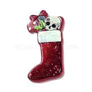 Printed  Acrylic Pendants, for Christmas, Christmas Sock Pattern, 40x20x2mm, Hole: 1.8mm(MACR-F072-02E)