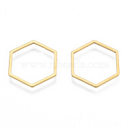 201 Stainless Steel Linking Rings, Hexagon, Golden, 16x18x1mm, Inner Diameter: 14x16mm(STAS-N090-T13-2)