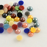 Pearlized Plated Opaque Glass Cabochons, Half Round/Dome, Mixed Color, 7x3mm(PORC-S801-7mm-M)