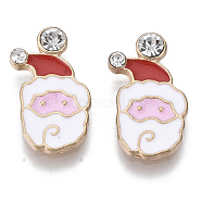 Alloy Enamel Cabochons, with Crystal Rhinestone, for Christmas, Santa Claus, Colorful, Light Gold, 17x9x3mm(PALLOY-R119-17)