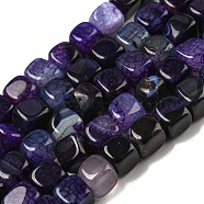 Natural Agate Beads Strands, Dyed & Heated, Cube, Blue Violet, 5~8x4~8x4~6mm, Hole: 1.2mm, about 50pcs/strand, 14.76 inch(37.5cm)(G-N326-99G)
