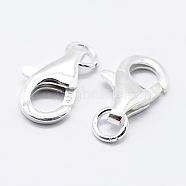 925 Sterling Silver Lobster Claw Clasps, Carved 925, Platinum, 13mm, Hole: 2mm(X-STER-K167-074C-P)