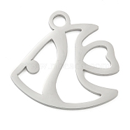 304 Stainless Steel Pendants, Laser Cut, Stainless Steel Color, Ocean Animal Charm, Fish, 24x25x1mm, Hole: 3mm(STAS-B056-10P-04)