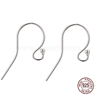 925 Sterling Silver Earring Hooks, with 925 Stamp, Silver, 24x11x1.8mm, 21 Gauge, Pin: 0.7mm(STER-K167-051C-S)