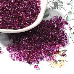 Transparent Baking Paint Glass Seed Beads, Two Tone, Peanut, Magenta, 4.5x3.5x2.5mm, Hole: 0.9mm, about 9000pcs/pound(SEED-A033-06A-14)