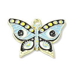 Alloy Enamel Pendants, Golden, Butterfly Charm, Pale Turquoise, 18x25x1.5mm, Hole: 2mm(FIND-Q102-03A)