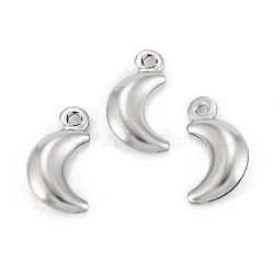 316 Surgical Stainless Steel Pendants, Moon, Stainless Steel Color, 16x8x3mm, Hole: 1.5mm(STAS-C026-21P)