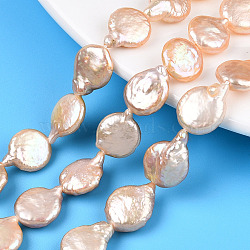 Natural Keshi Pearl Beads Strands, Cultured Freshwater Pearl, Baroque Pearls, Teardrop, Bisque, 13~17.5x10~12x3.5~6mm, Hole: 0.7mm, about 28~29pcs/strand, 14.96~15.35 inch(38~39cm)(PEAR-S018-02B-1)