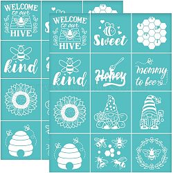 Self-Adhesive Silk Screen Printing Stencil, for Painting on Wood, DIY Decoration T-Shirt Fabric, Turquoise, Bees Pattern, 280x220mm(DIY-WH0338-107)