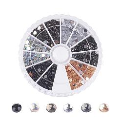 Imitation Taiwan Acrylic Rhinestone Cabochons, Faceted, Half Round, Mixed Color, 3x1mm, about 105pcs/compartment, 1260pcs/box(GACR-JP0002-3mm-02)