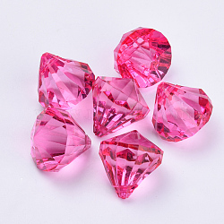 Transparent Acrylic Pendants, Faceted, Diamond, Medium Violet Red, 26x24mm, Hole: 2.5mm, about 80pcs/500g(TACR-Q260-D-V08)