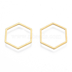 201 Stainless Steel Linking Rings, Hexagon, Golden, 16x18x1mm, Inner Diameter: 14x16mm(STAS-N090-T13-2)