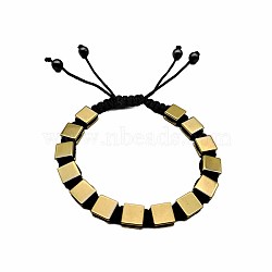 Synthetic Hematite Square Braided Bead Bracelet, Gold(BV3056)