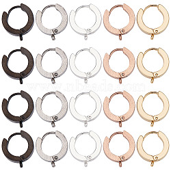 20Pcs 5 Style Stainless Steel Huggie Hoop Earrings Findings, with 316 Surgical & 304 Stainless Steel Pins, with Vertical Loops, Mixed Color, 15~15.5x13~14x3~4mm, Hole: 1.4~1.6mm, Pin: 1mm, 4Pcs/style(STAS-SC0004-51)