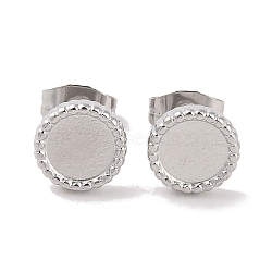 Non-Tarnish 304 Stainless Steel Flat Round Stud Earrings for Women, Stainless Steel Color, 8mm(EJEW-G389-02P)