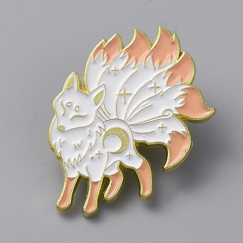 Animal Enamel Pins, Golden Alloy Brooch, for Backpack Clothes, Fox, 33x27mm