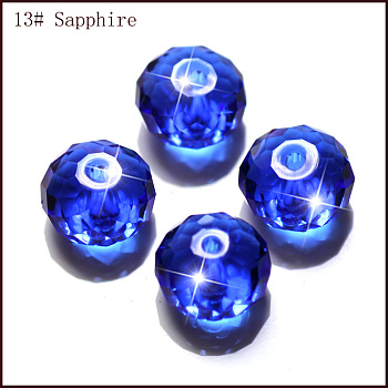 Imitation Austrian Crystal Beads, Grade AAA, Faceted, Rondelle, Blue, 10x7mm, Hole: 0.9~1mm
