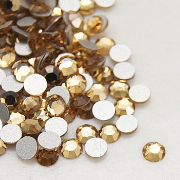Glass Flat Back Rhinestone, Grade A, Back Plated, Faceted, Half Round, Light Colorado Topaz, SS4, 1.5~1.6mm, 1440pcs/bag